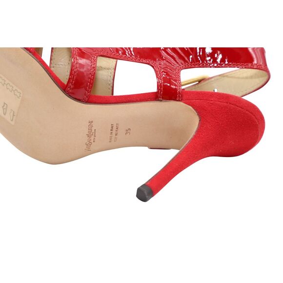 Saint Laurent Slingback Sandals in Red Leather - Picture 5 of 7